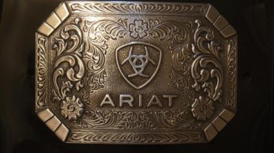 Ariat  Western Belt Buckle Logo Floral Silver A37018