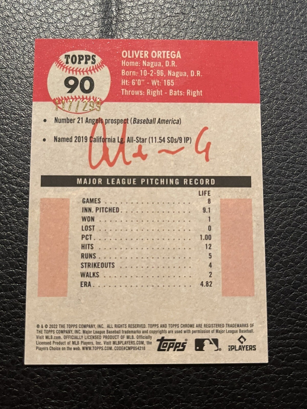 2022 Topps Chrome Platinum Anni Oliver Ortega RC 117/299 Aqua Lava Refractor #90