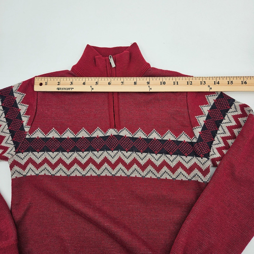 Faze 1 1/4 Zip Boys Sweater Size Large 14 16 maroon Red Long Sleeve Fair Isle - Picture 6 of 16