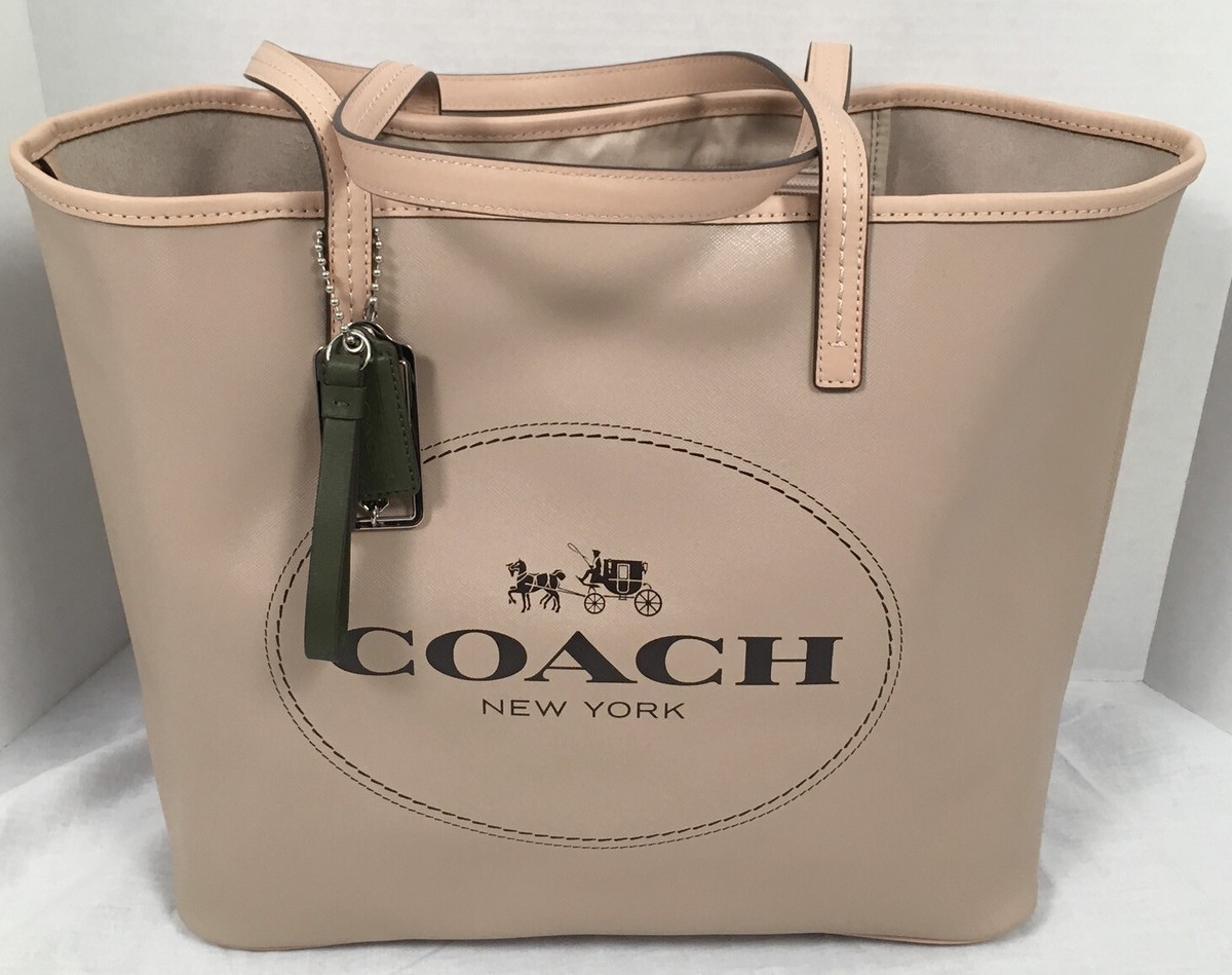 NEW Coach Metro Horse Carriage Tote! Saffiano Leather Taupe