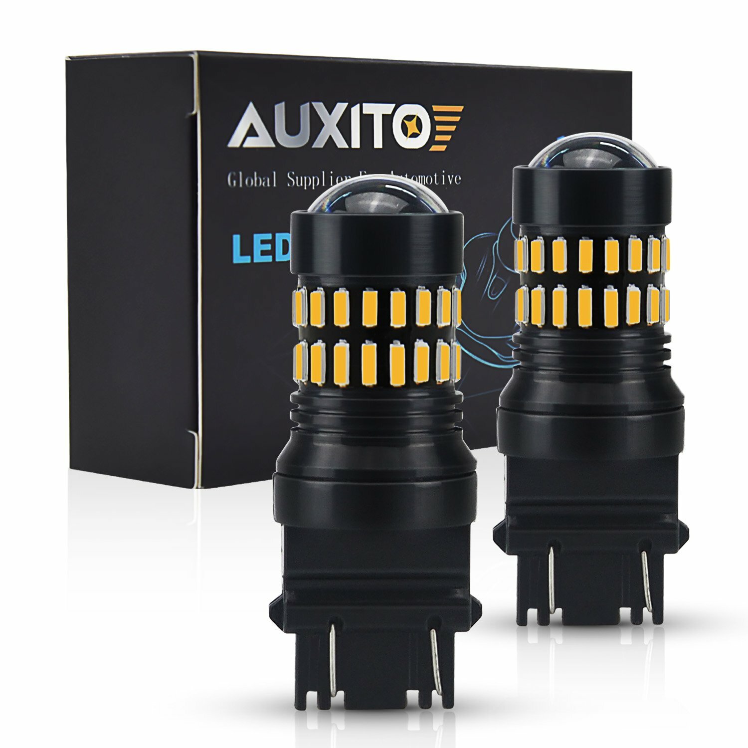 4x AUXITO 3157 3156 Amber LED DR Turn Signal Parking Light Blinker Corner Bulb E - Foto 3
