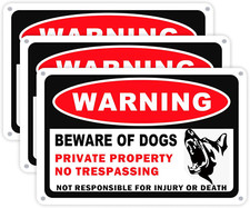3 Pack Beware of Dog Sign 10X7 Inch Private Property No Trespassing Signs Rust F