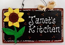 SUNFLOWER Personalized Name KITCHEN SIGN Decor Wall Art Hanger Plaque Wood Craft