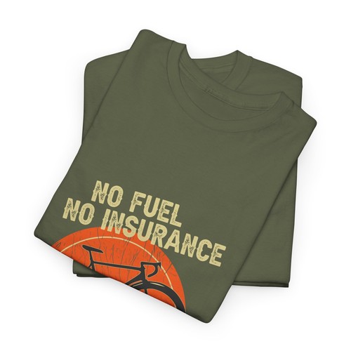 Cycling Bicycle Unisex Heavy Cotton Tee T-Shirt 'No Fuel Free Parking' - Picture 32 of 118