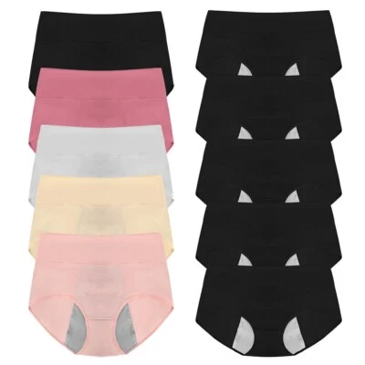 ETAOLINE 5 Pack Women Period Knickers Briefs Leakproof Menstrual Underwear Panties