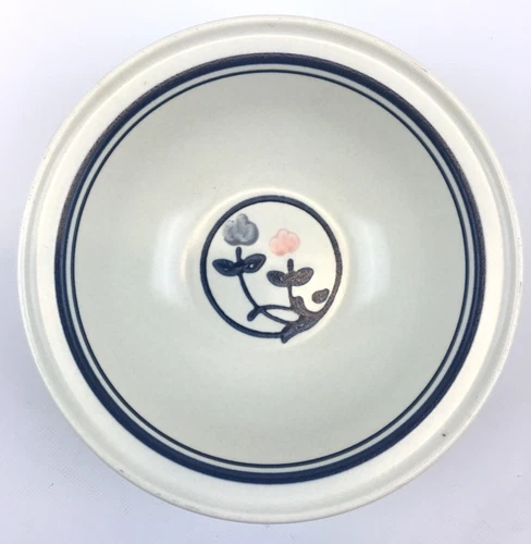 Pfaltzgraff Windsong-Cereal / Soup Bowl-Blue Pink Flowers-Made USA-Vintage 1985