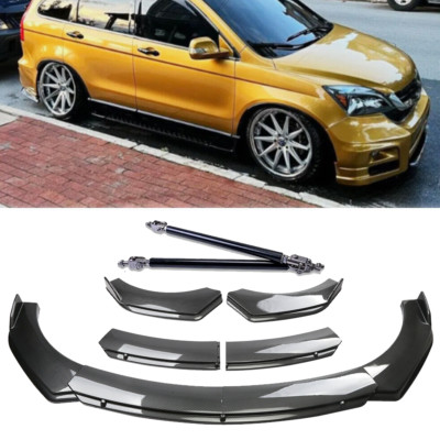 For Honda Pilot 2003-2023 Carbon Fiber Style Front Bumper Lip Spoiler Strut Rods