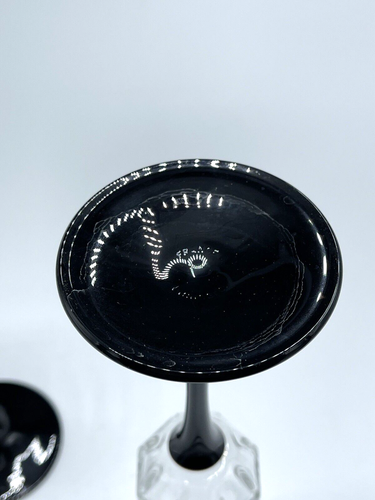 Lot of 2 Vintage Arcoroc Luminarc Black Stem OCTIME Champagne Glasses France - Picture 4 of 4