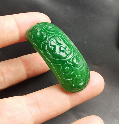 Oval flower twist carving green jade stone bead,two holes,Amulet bracelet bead