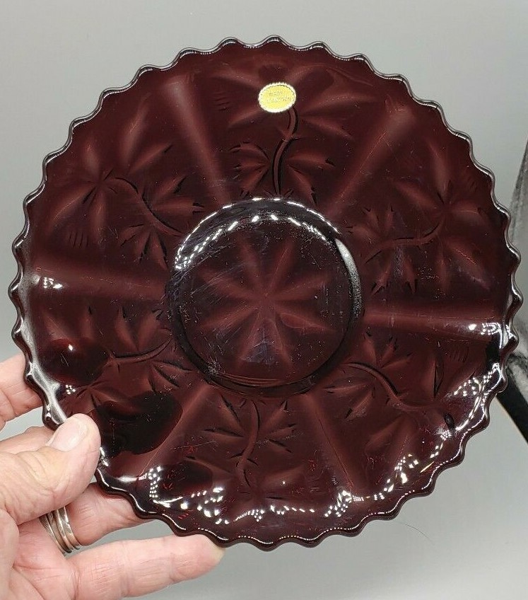 Amethyst Purple Pressed Glass Salad Plate Thistle pattern made in