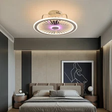 Ceiling Fan Light 48W Dimmable LED Light Flush Mount Lamp Remote Control,Timing