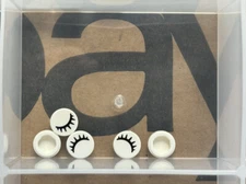 LEGO Parts - White Tile, Round 1 x 1 Black Eye Closed - No 98138 - QTY 5