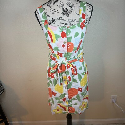 Revolve Rails Clement Midi Fruit Bunch Linen Blend Belted Dress Size XS |  eBay