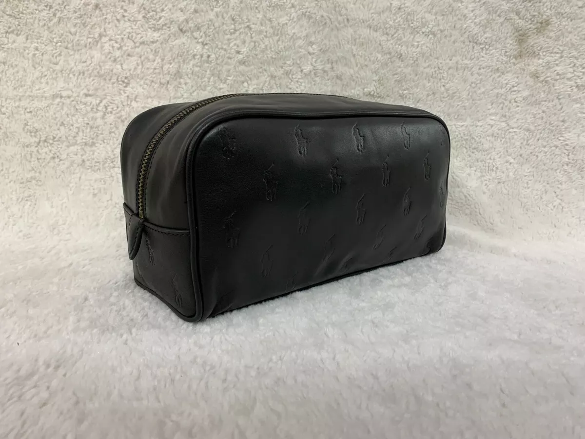Polo Ralph Lauren Toiletry Dopp Kit RL Leather Embossed Pony
