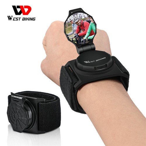 WEST BIKING Bike Mirror Wrist Wear Armband Cycling Rearview Rear View Mirror - Picture 2 of 14