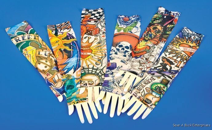 RINCO 24 VINTAGE TEMPORALLY TATTOO SLEEVES - Halloween Costume Prop ( 12 pairs )