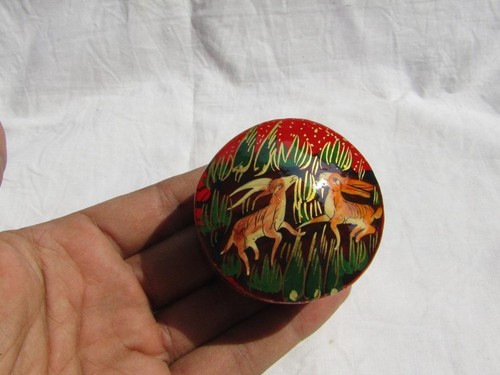 2" Handmade Painted Paper Machie Box, Kashmir Paper mache Jewelry Box (Set of 3) - Picture 20 of 28