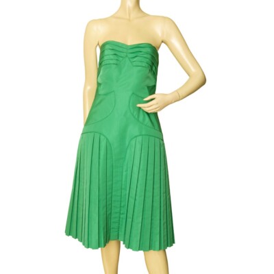 open lace back dress Zac Posen Metallic Pleated Mini Dress