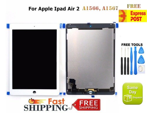 For iPad Air 2 A1566 A1567 LCD DISPLAY+TOUCH SCREEN DIGITIZER REPLACEMENT WHITE - Afbeelding 1 van 3