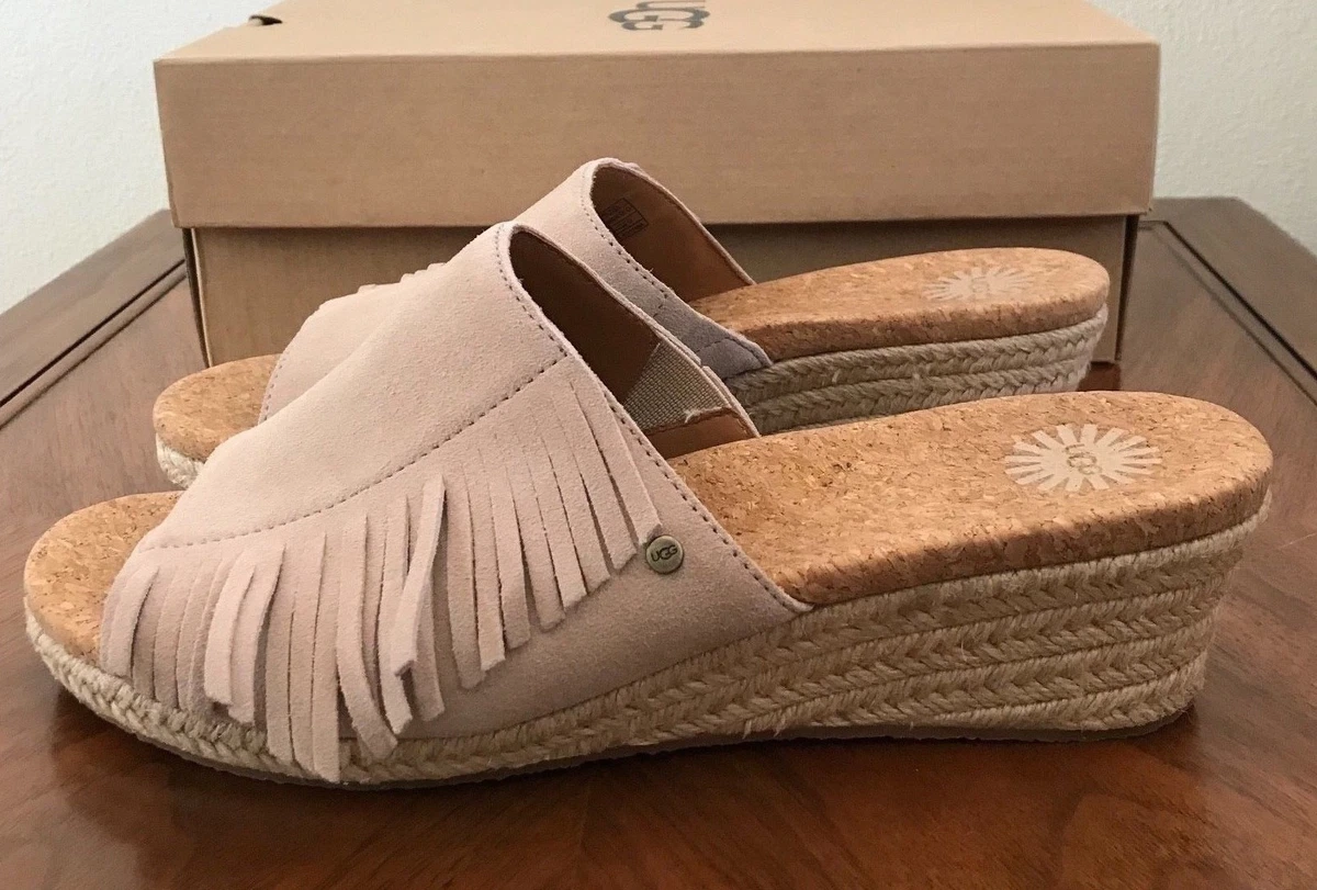 Size 10 UGG Womens Dane Comfort Wedge Slide Sandals Shoes Suede