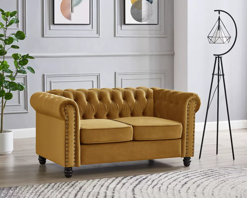 Chesterfield Velvet Sofa 3 2 Seater Couch Suite Tufted With Studded Arm New