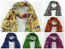Fashion Any Season Colorful Butterfly Print Light Weight Soft Long Shawl Scarf