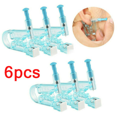 6Pcs Disposable Ear Nose Piercing Gun Kit Navel Body Studs Tool Kit Set