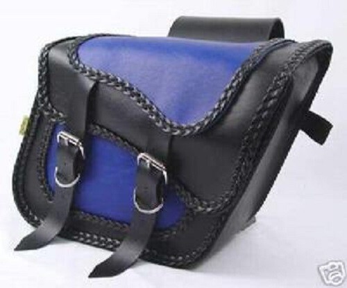 Willie & Max Compact Braided Slant Saddlebags Bags Dark Blue/Black New - Picture 1 of 1