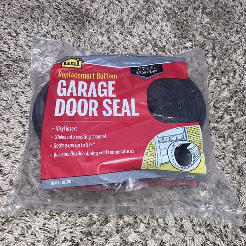 MD 08462 Garage Door Seal Replacement Bottom, Black Vinyl, 2.5” x 18