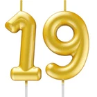 Gold Number 19 Candle 19th Birthday Party Cake Topper Decoration Supplies 9cm