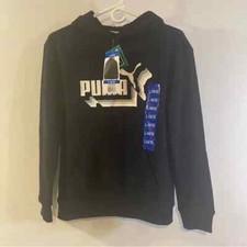 NWT White Logo Black Hoodie Boy  s Size L 14-16