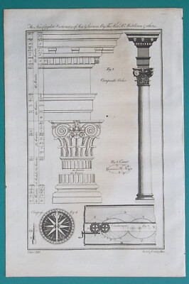 ARCHITECTURE Composite Order Capital Column Proportions - 1778 Antique ...
