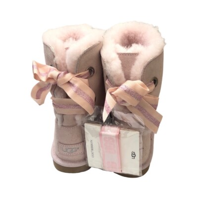 UGG Kid's Bailey Bow Customizable Seashell Pink Suede Boots 1100492K