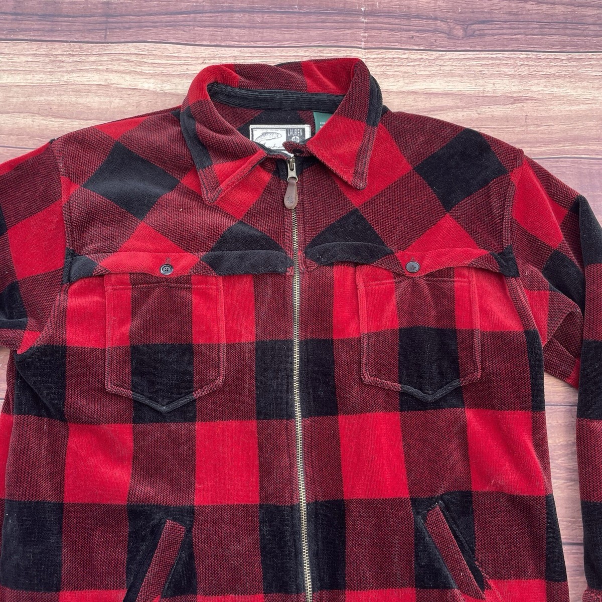 Vintage 90s Ralph Lauren Buffalo Plaid Hunting Zip Up Jacket Men's