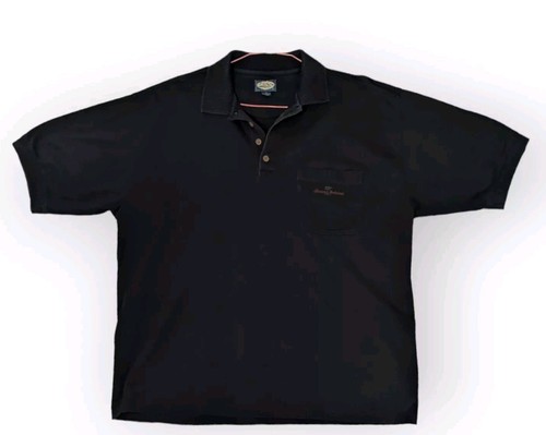 Tommy Bahama Polo Men Medium Short Sleeve Vtg Solid Black Golf Fishing