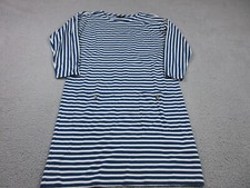 J Crew Dress Womens Small Blue White Stripes Pocket Preppy Cotton Casual