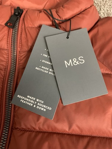 Marks And Spencer Gilet M&S Mens Red Brick Feather And Down 700 STORMWARE Large - Picture 11 of 17