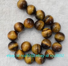 Genuine 20mm Natural Yellow Tiger's Eye Round Gemstone Loose Beads 15" Strand