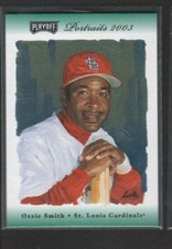 2003 PLAYOFF PORTRAITS GREEN FANFEST PARALLEL PROMO #112 OZZIE SMITH CARDINAL SP