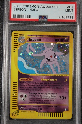 Pokemon 2003 Aquapolis Espeon Holo H9/H32 PSA 9