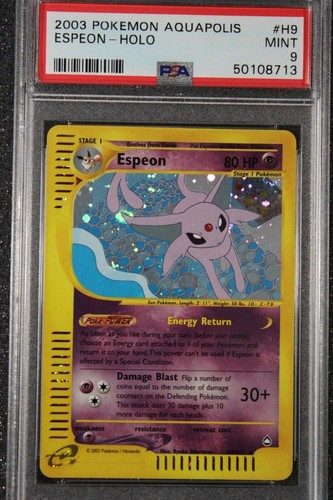 Pokemon 2003 Aquapolis Espeon Holo H9/H32 PSA 9 - Zdjęcie 1 z 2