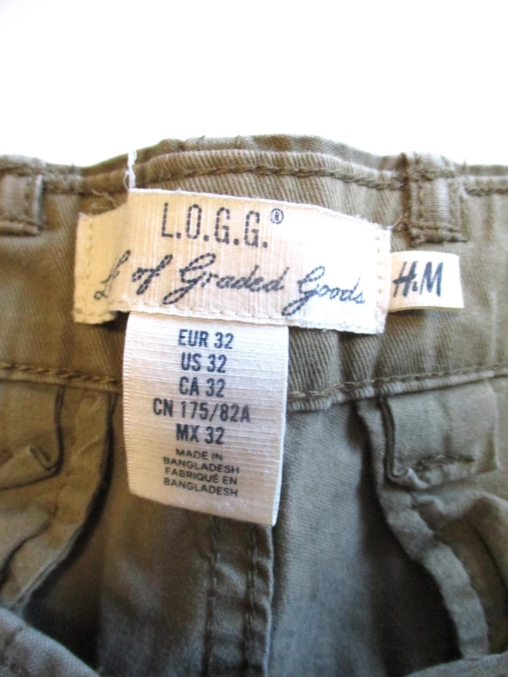 HM 洗棕褐色军用翻盖口袋休闲工装短裤 32 — 第 4/4 张图片