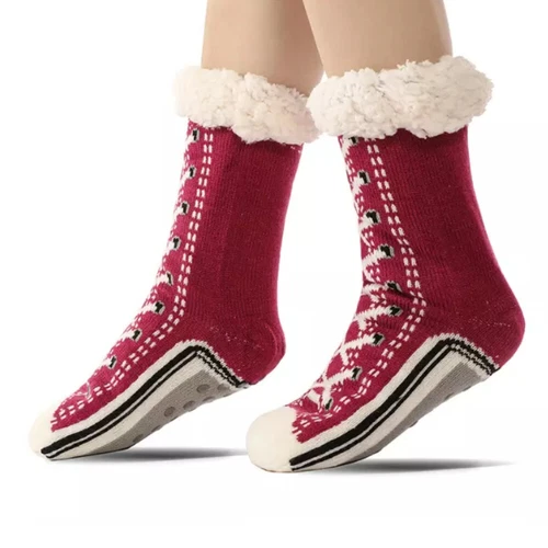 Ultradicke Kaschmir Hüttenschuhe Heimsocken, Hausschuhe Socken mit rutschfester Slipper - Bild 8 von 23