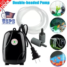 Silent Air Pump Aquarium Fish Tank Pump Hydroponic Oxygen 2 Outlet 5W Pump