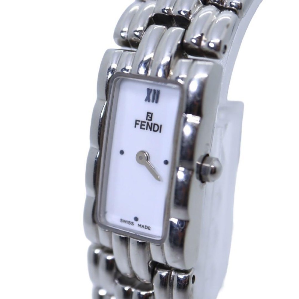 FENDI Olologi 660L Square Watches Silver Stainless Steel vintage Women.