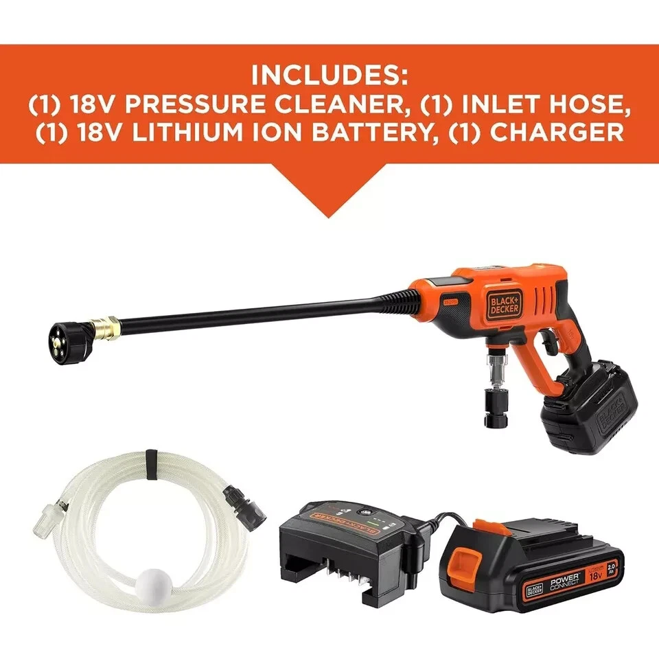 Black & Decker BCPC18D1-GB 18V Pressure Washer & Cleaner+ 1x2Ah Battery &Charger - Image 4 of 4