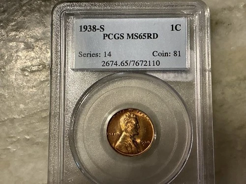 1938-S Lincoln Wheat Penny MS65 RD