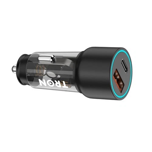 TRON 43W Dual Port Transparent Car Charger, USB-C  + A Fast Charger for 12V/24V image 2