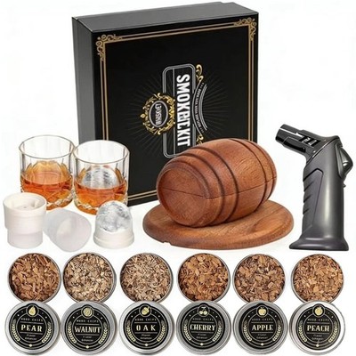 Whiskey Smoker Kit with Torch,6 Flavors Wood Chips, 2 Glasses, 2 Ice Ball Molds