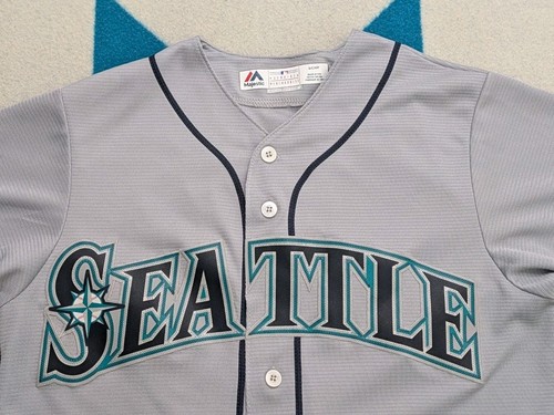 Camiseta Cosida Felix Hernandez Seattle Mariners Hecha en EE. UU. De Colección Gris Pequeña - Imagen 3 de 6